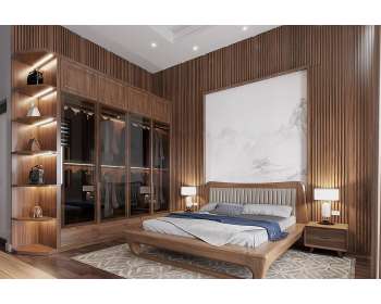 Giường ngủ gỗ tự nhiên chân uốn cao cấp GN005